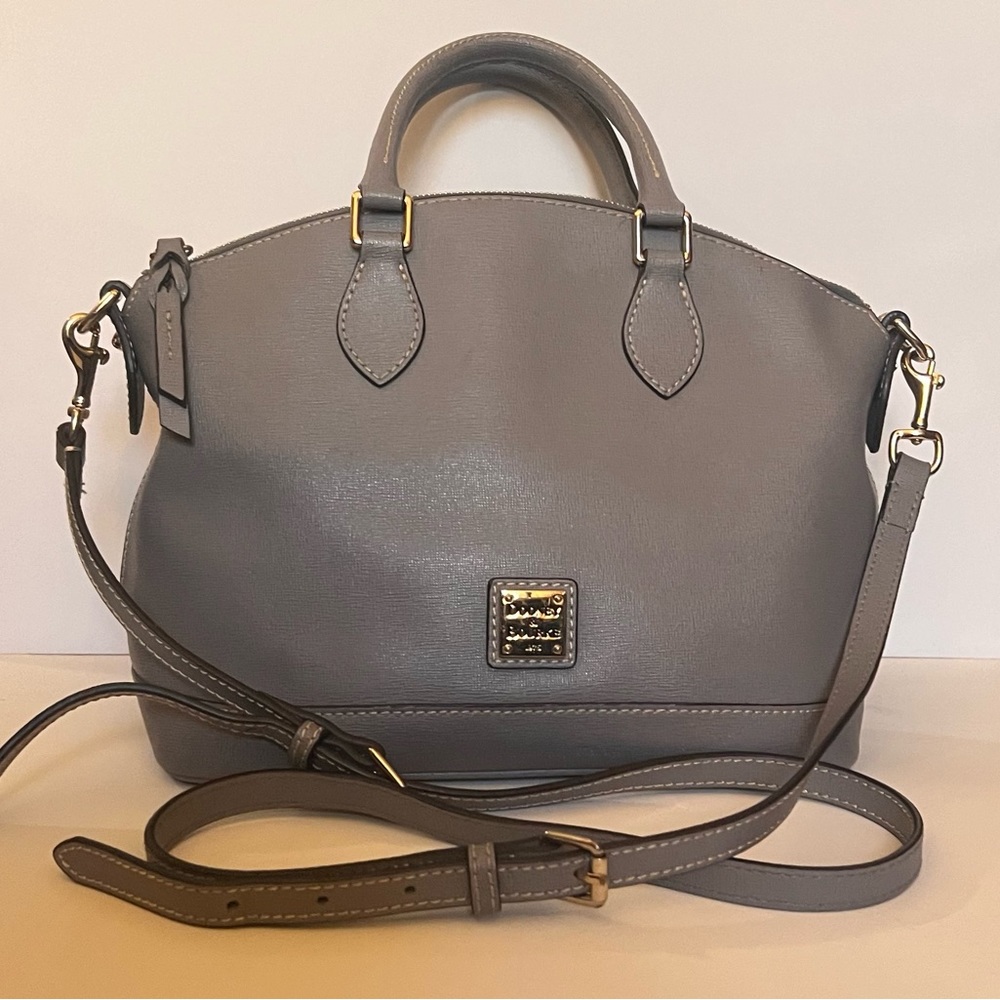 Dooney & Bourke Darcy Gray Saffiano Leather Top Handle Shoulder Crossbody Bag